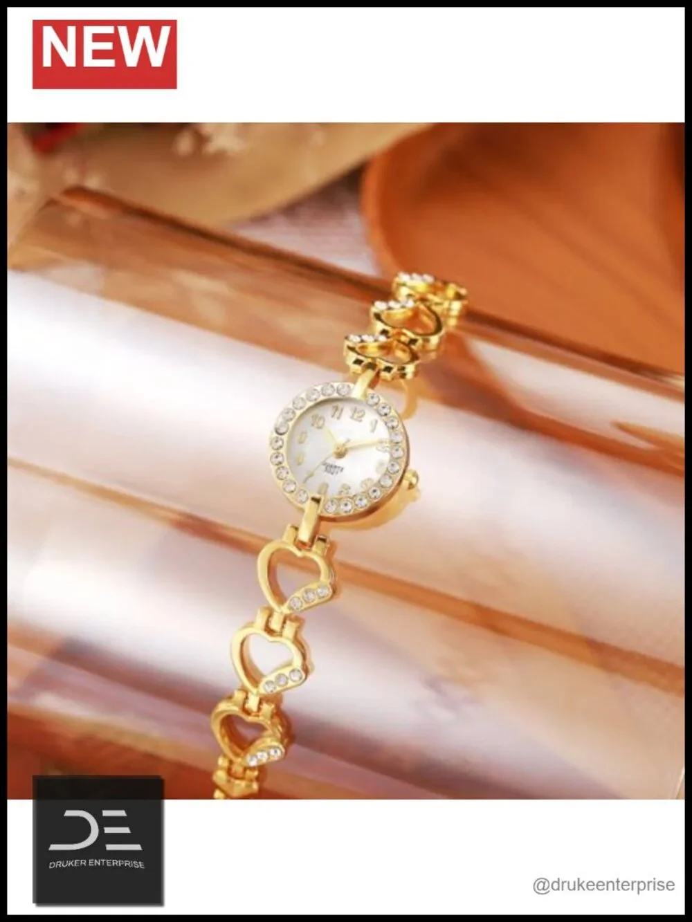 Luxury Womens Diamond Bracelet Watch - Hollow Stainless Steel Strap Formal Wear
